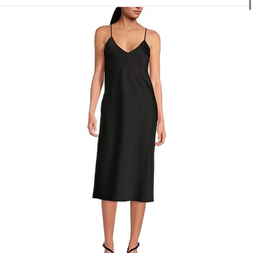Gianni Bini Harper Satin V-Neck Sleeveless Slip Midi Dress
